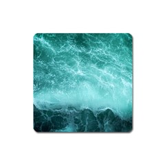 Green Ocean Splash Square Magnet by snowwhitegirl