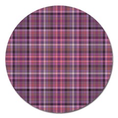 Pink Plaid Magnet 5  (round)