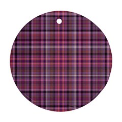 Pink Plaid Round Ornament (two Sides)