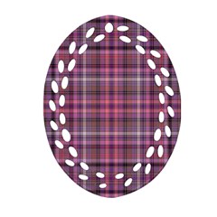 Pink Plaid Oval Filigree Ornament (two Sides)