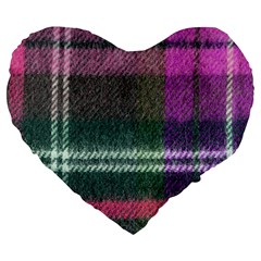 Pink Plaid Flannel Large 19  Premium Heart Shape Cushions by snowwhitegirl