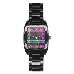 Pink Plaid Flannel Stainless Steel Barrel Watch
