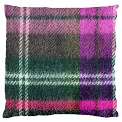 Pink Plaid Flannel Large Flano Cushion Case (two Sides)