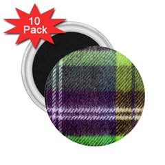 Neon Green Plaid Flannel 2 25  Magnets (10 Pack) 