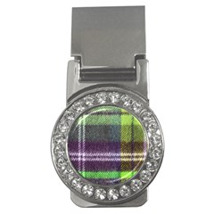 Neon Green Plaid Flannel Money Clips (cz) 