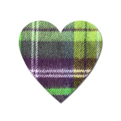 Neon Green Plaid Flannel Heart Magnet