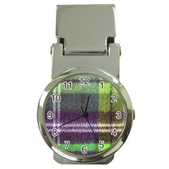 Neon Green Plaid Flannel Money Clip Watches