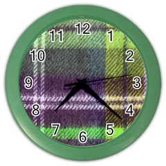 Neon Green Plaid Flannel Color Wall Clock