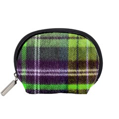 Neon Green Plaid Flannel Accessory Pouch (small)