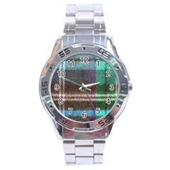 Blue Plaid Flannel Stainless Steel Analogue Watch by snowwhitegirl