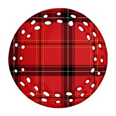 Red Plaid Round Filigree Ornament (two Sides)
