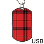 Red Plaid Dog Tag USB Flash (One Side) Front
