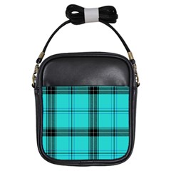 Aqua Plaid Girls Sling Bags