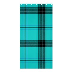 Aqua Plaid Shower Curtain 36  X 72  (stall) 