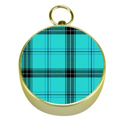 Aqua Plaid Gold Compasses