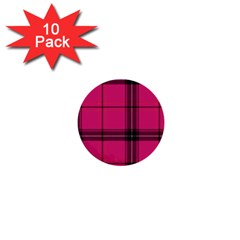 Dark Pink Plaid 1  Mini Buttons (10 Pack)  by snowwhitegirl