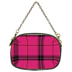 Dark Pink Plaid Chain Purse (two Sides)