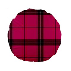 Dark Pink Plaid Standard 15  Premium Round Cushions