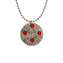 Papanese Floral Red Button Necklaces