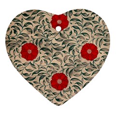 Papanese Floral Red Heart Ornament (two Sides) by snowwhitegirl