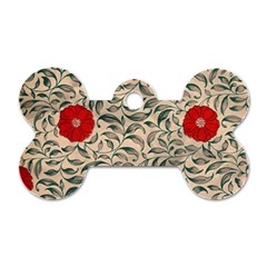 Papanese Floral Red Dog Tag Bone (two Sides)