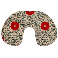 Papanese Floral Red Travel Neck Pillows by snowwhitegirl