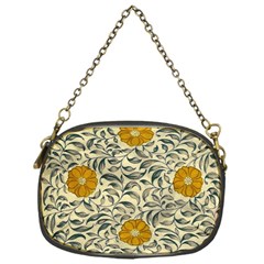 Japanese Floral Orange Chain Purse (one Side)