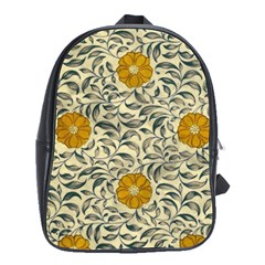 Japanese Floral Orange School Bag (large)