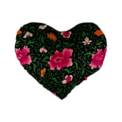 Pink Japan Floral Standard 16  Premium Heart Shape Cushions