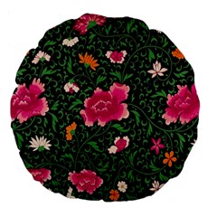 Pink Japan Floral Large 18  Premium Flano Round Cushions