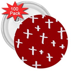 Red White Cross 3  Buttons (100 Pack)  by snowwhitegirl