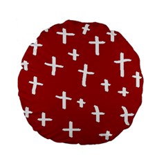 Red White Cross Standard 15  Premium Flano Round Cushions by snowwhitegirl