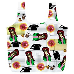 Office Girl Pattern Full Print Recycle Bags (l) 