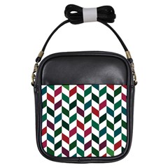 Zigzag Chevron Pattern Green Red Girls Sling Bags