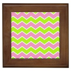 Zigzag Chevron Pattern Green Pink Framed Tiles