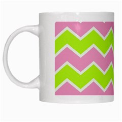 Zigzag Chevron Pattern Green Pink White Mugs