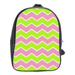 Zigzag Chevron Pattern Green Pink School Bag (large)