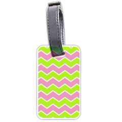 Zigzag Chevron Pattern Green Pink Luggage Tags (one Side)  by snowwhitegirl