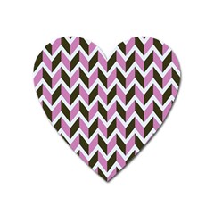 Zigzag Chevron Pattern Pink Brown Heart Magnet