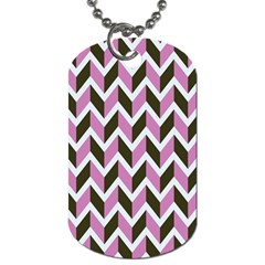 Zigzag Chevron Pattern Pink Brown Dog Tag (two Sides)