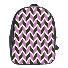 Zigzag Chevron Pattern Pink Brown School Bag (large)