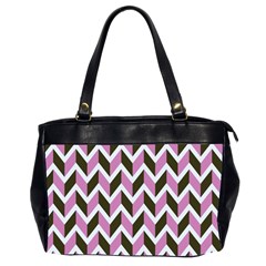 Zigzag Chevron Pattern Pink Brown Oversize Office Handbag (2 Sides) by snowwhitegirl