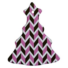 Zigzag Chevron Pattern Pink Brown Christmas Tree Ornament (two Sides)