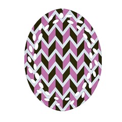 Zigzag Chevron Pattern Pink Brown Ornament (oval Filigree)