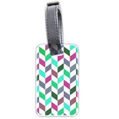 Zigzag Chevron Pattern Aqua Purple Luggage Tags (two Sides) by snowwhitegirl