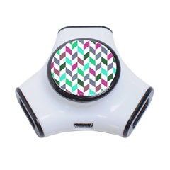 Zigzag Chevron Pattern Aqua Purple 3-port Usb Hub by snowwhitegirl