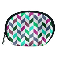 Zigzag Chevron Pattern Aqua Purple Accessory Pouch (medium) by snowwhitegirl