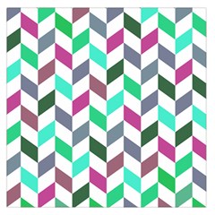 Zigzag Chevron Pattern Aqua Purple Large Satin Scarf (square)