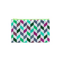 Zigzag Chevron Pattern Aqua Purple Cosmetic Bag (xs) by snowwhitegirl