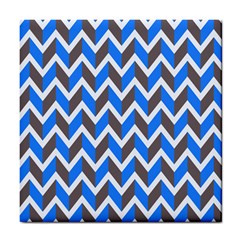 Zigzag Chevron Pattern Blue Grey Tile Coasters